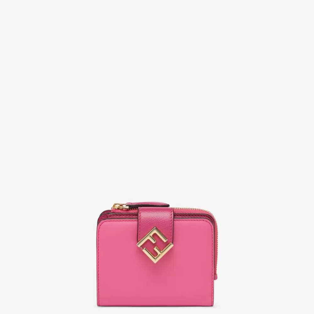 Portafogli Con Catena>Fendi Portafoglio In Pelle Bicolore Fucsia E Rosa Scuro