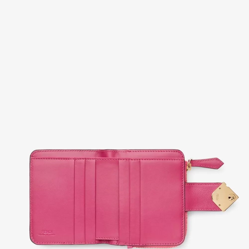 Portafogli Con Catena>Fendi Portafoglio In Pelle Bicolore Fucsia E Rosa Scuro