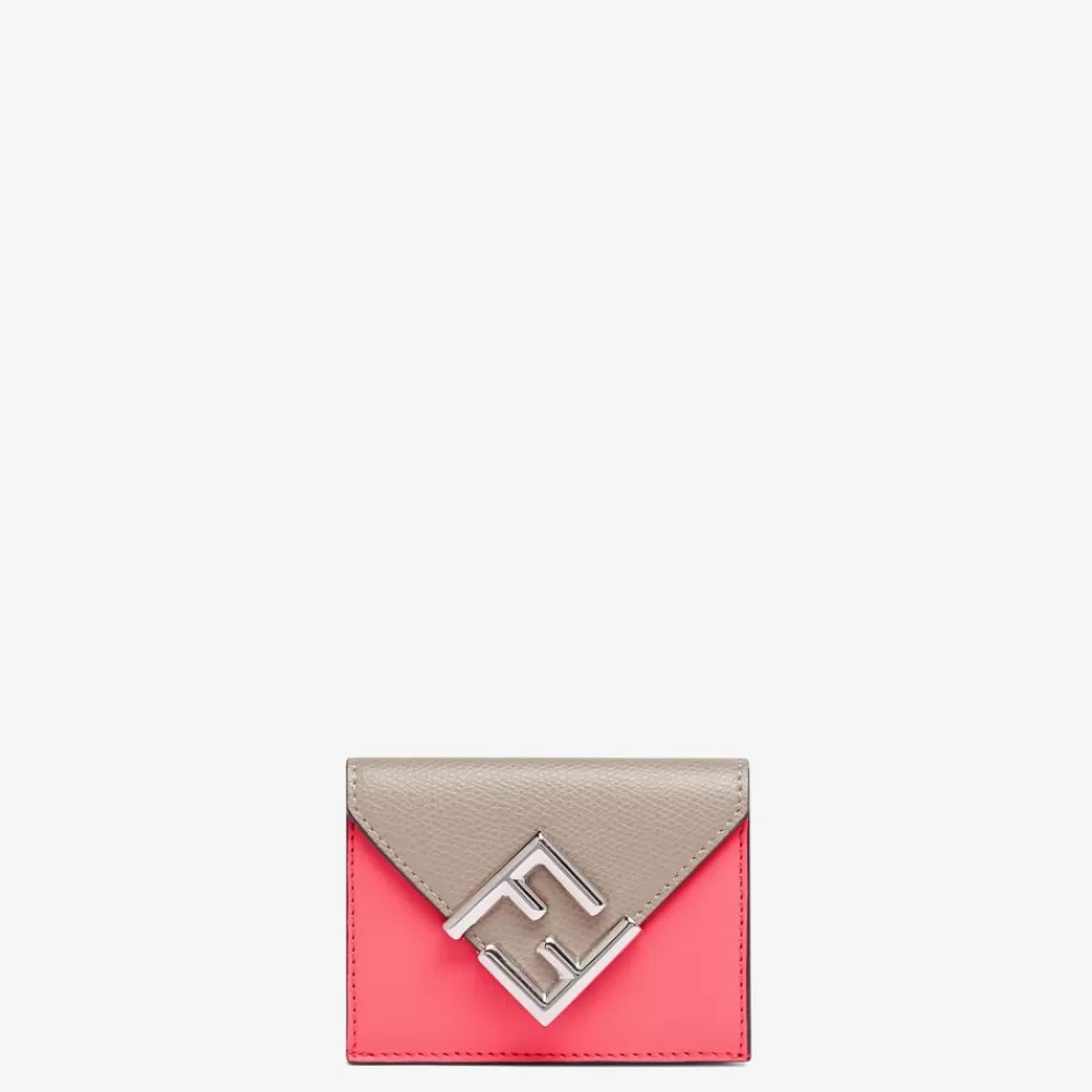 Portafogli Con Catena>Fendi Portafoglio In Pelle Bicolore Rosa E Tortora