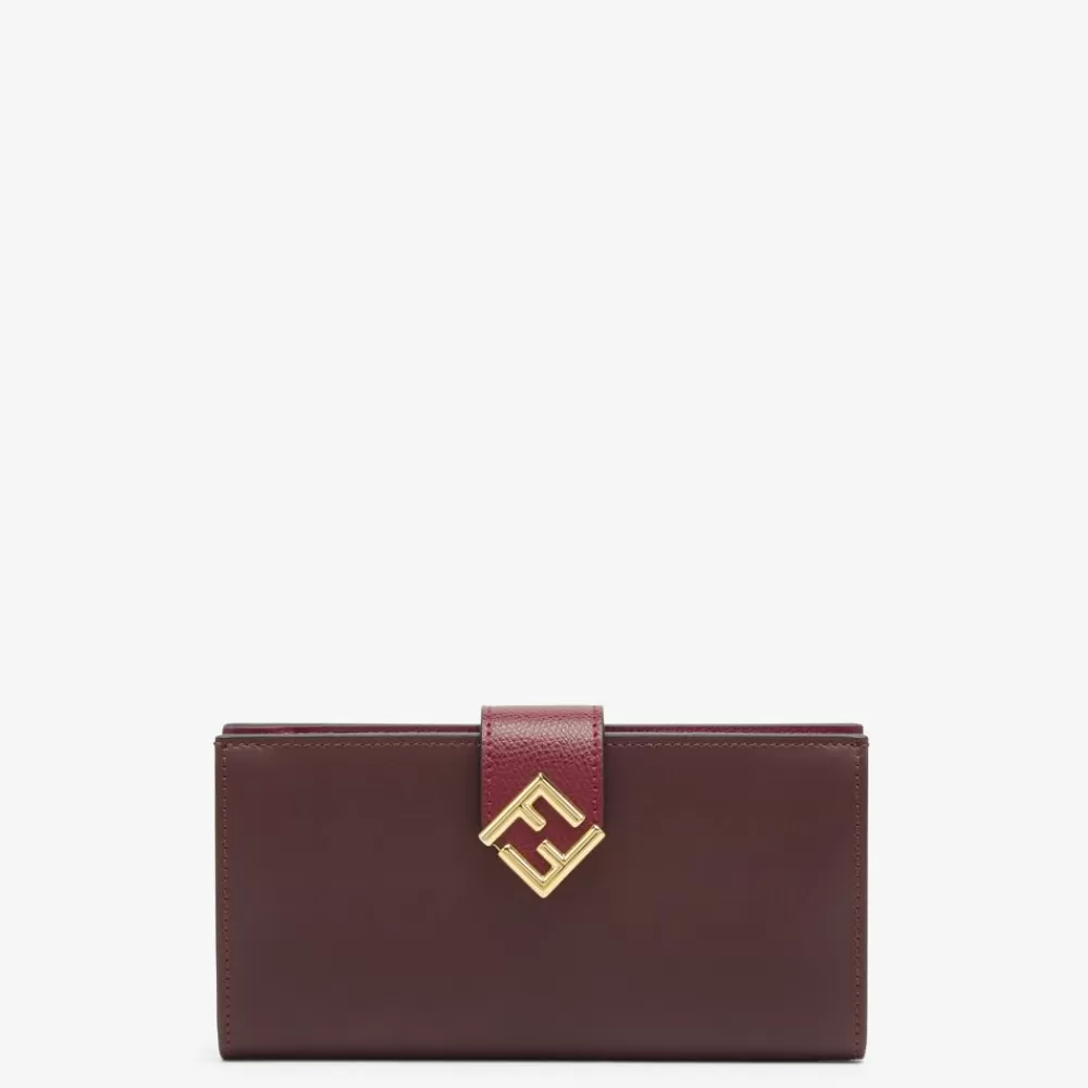 Portafogli Con Catena>Fendi Portafoglio In Pelle Bordeaux