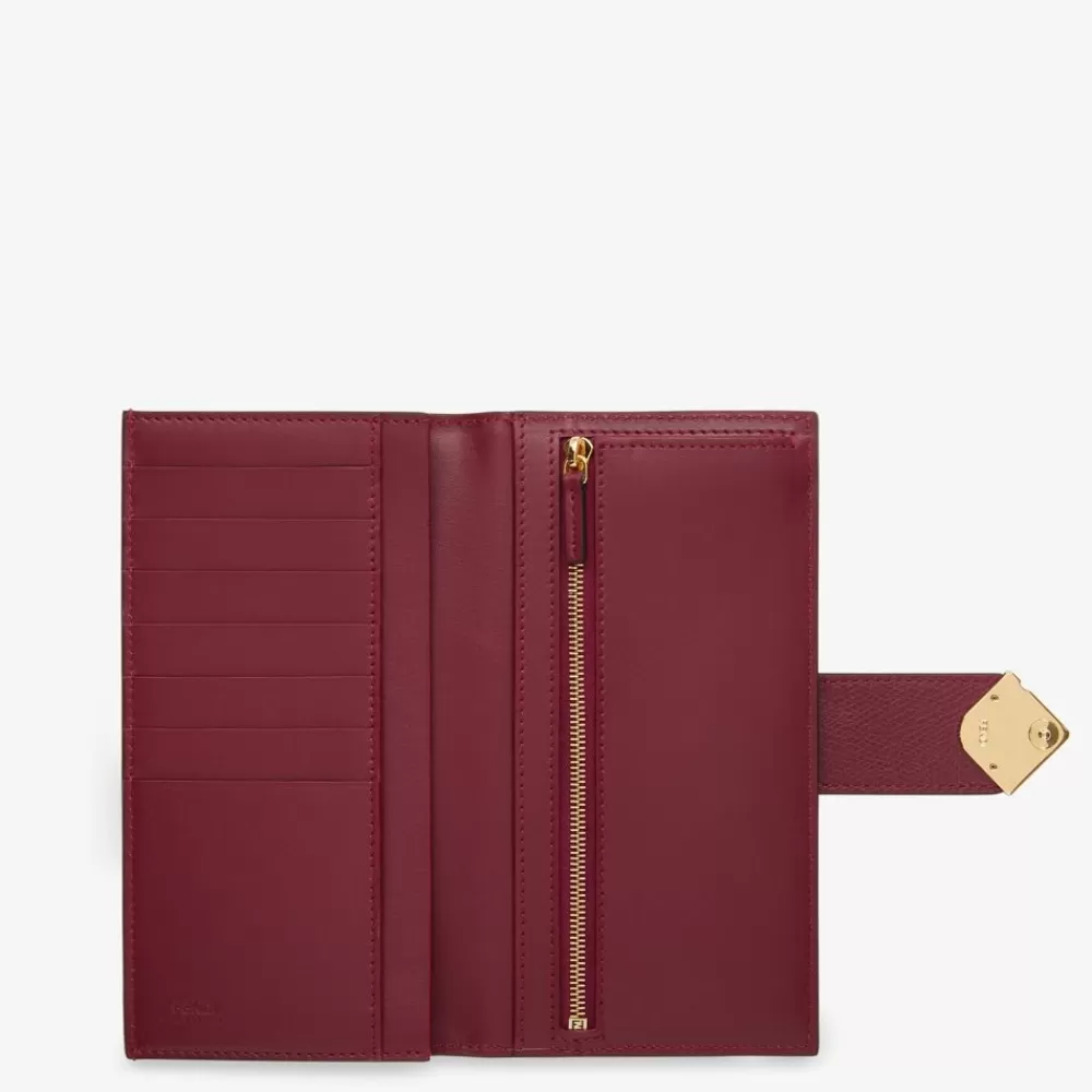 Portafogli Con Catena>Fendi Portafoglio In Pelle Bordeaux