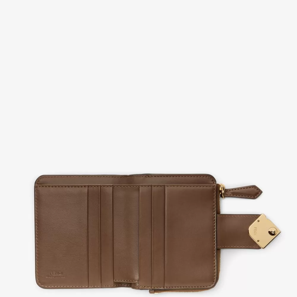 Portafogli Con Catena>Fendi Portafoglio In Pelle Ff Marrone E Nero
