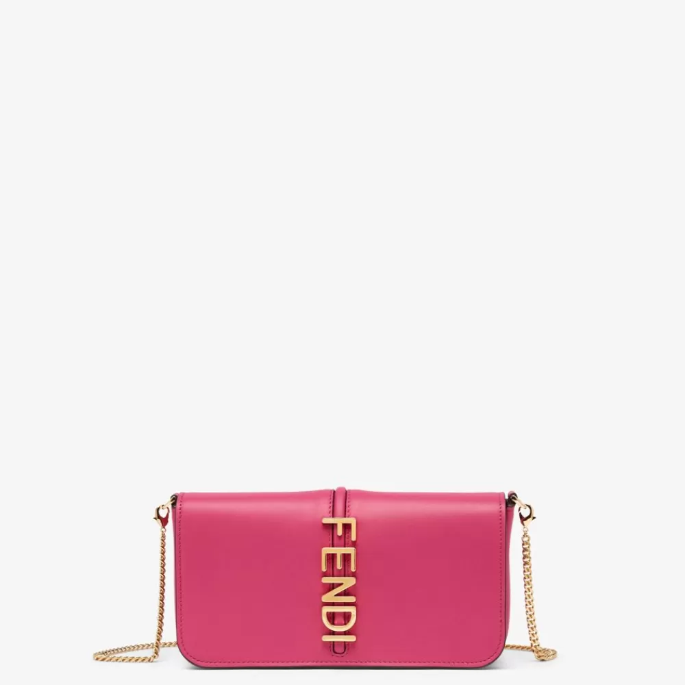 Portafogli Con Catena>Fendi Portafoglio In Pelle Fucsia
