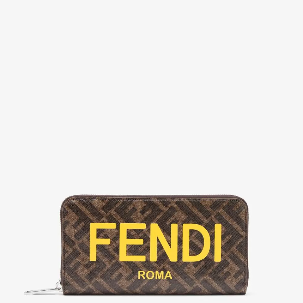 Portafogli>Fendi Portafoglio In Tessuto Marrone