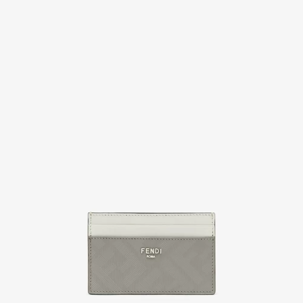 Portacarte>Fendi Portatessere In Pelle Grigio Tortora