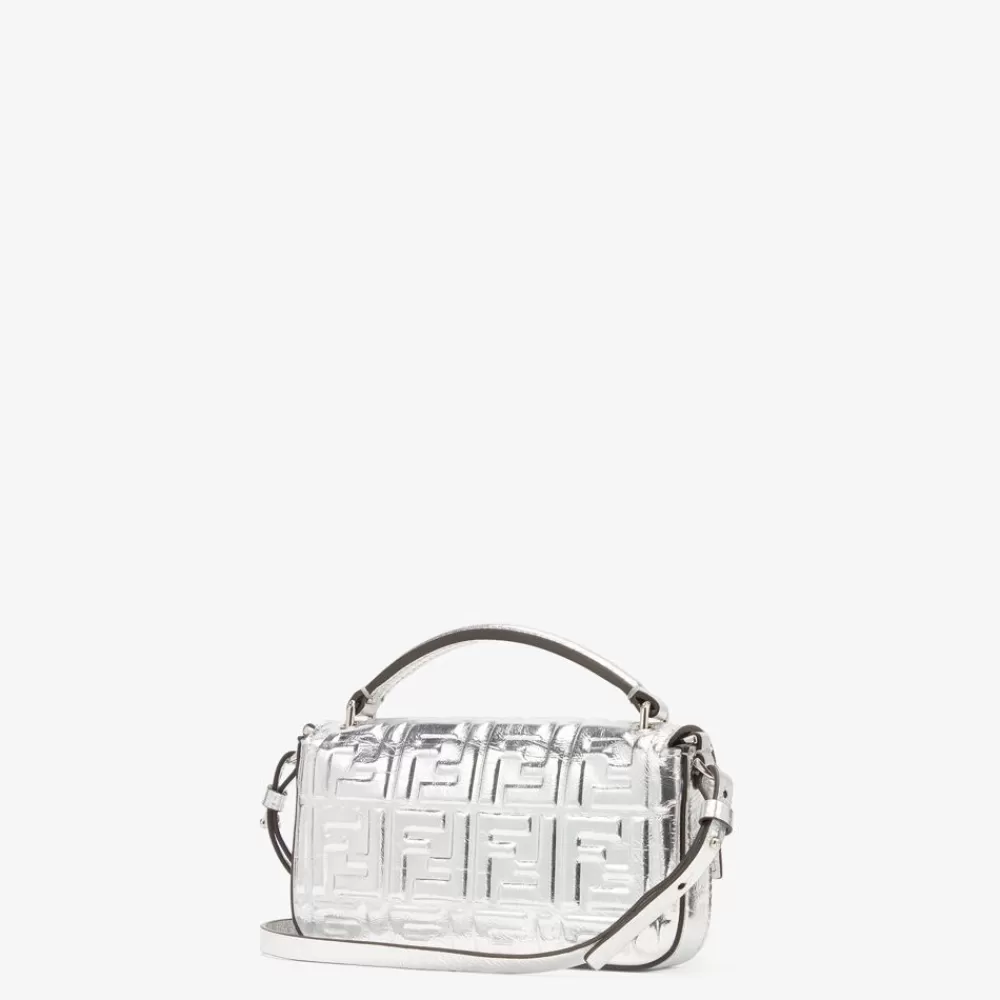 Borse Mini>Fendi Pouch In Pelle Argento Craquele