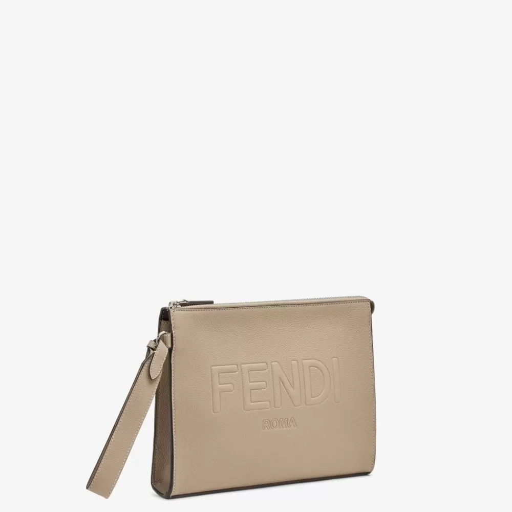Portacarte E Piccoli Accessori>Fendi Pouch In Pelle Beige