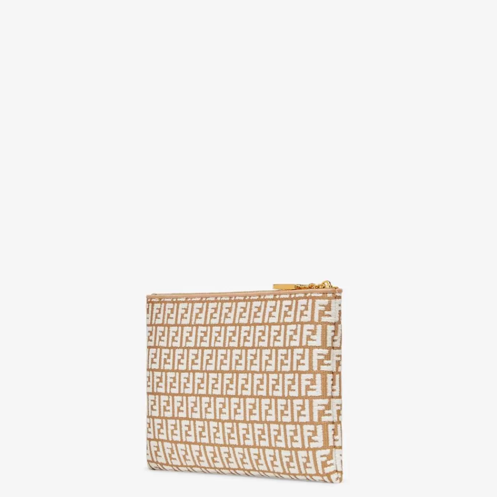 Pouch>Fendi Pouch In Rafia Beige Con Motivo Ff