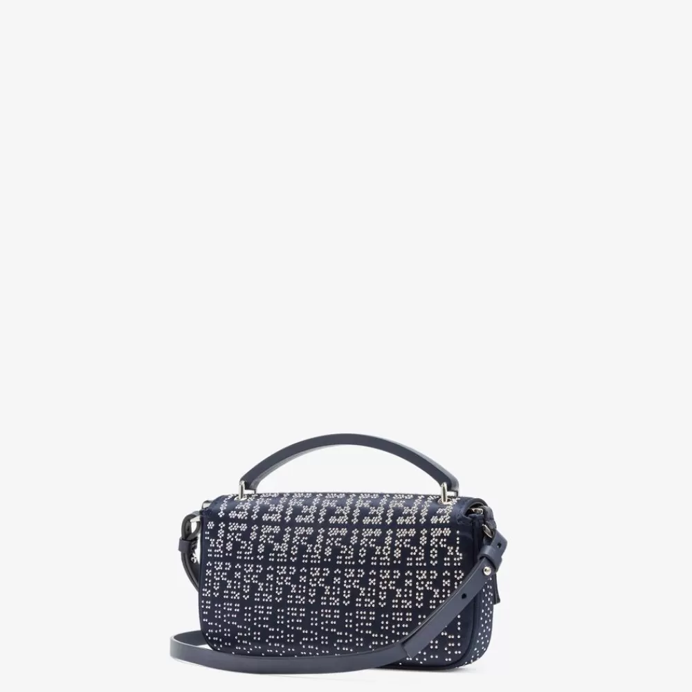 Borse Mini>Fendi Pouch In Raso Blu Notte Con Cristalli