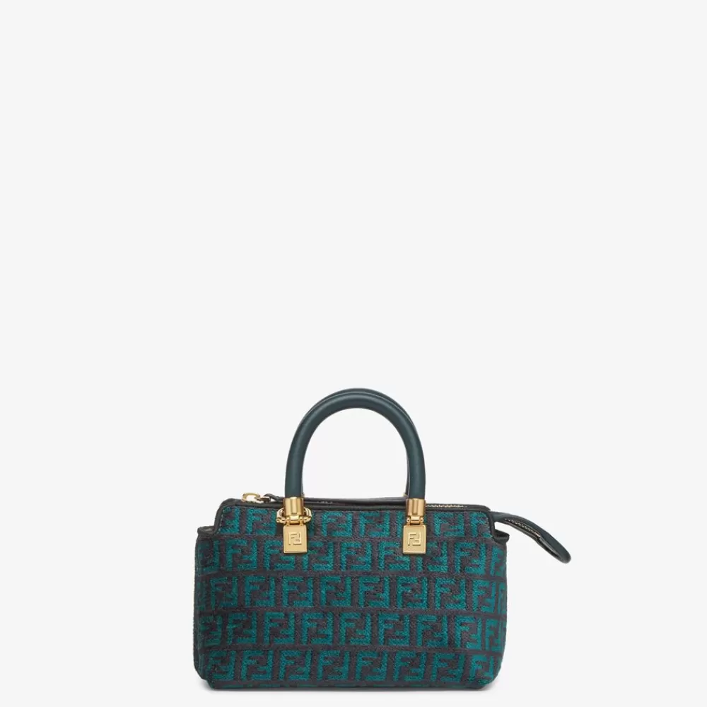 Borse Mini>Fendi Pouch In Tessuto Tapestry Verde Scuro Con Motivo Ff