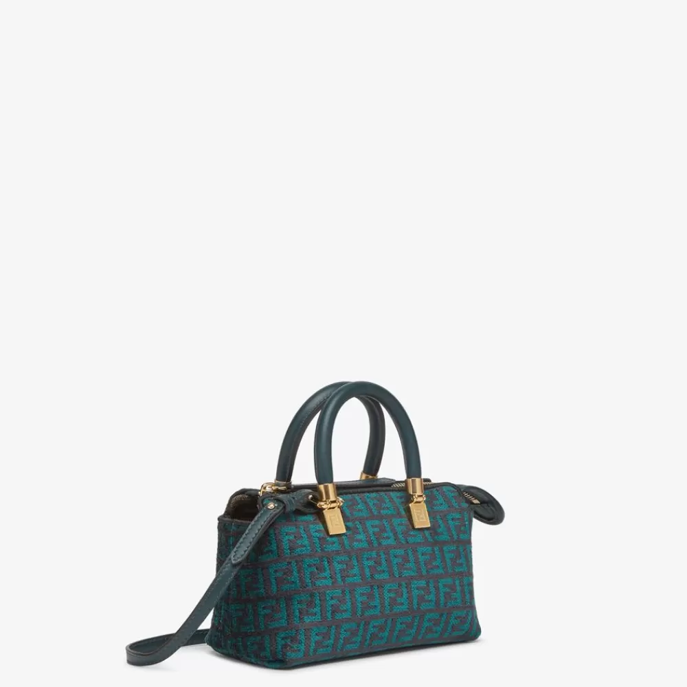 Borse Mini>Fendi Pouch In Tessuto Tapestry Verde Scuro Con Motivo Ff