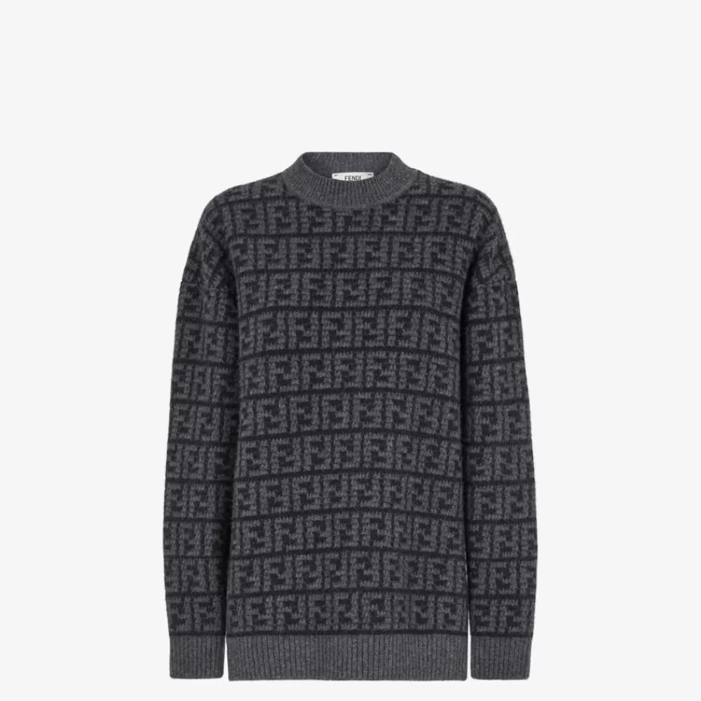 Completi>Fendi Pullover In Cashmere Ff Crochet Nero