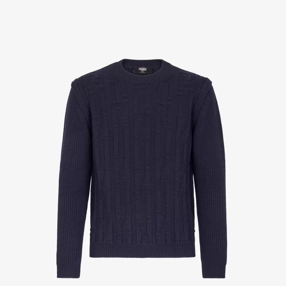 Maglieria>Fendi Pullover In Lana Blu