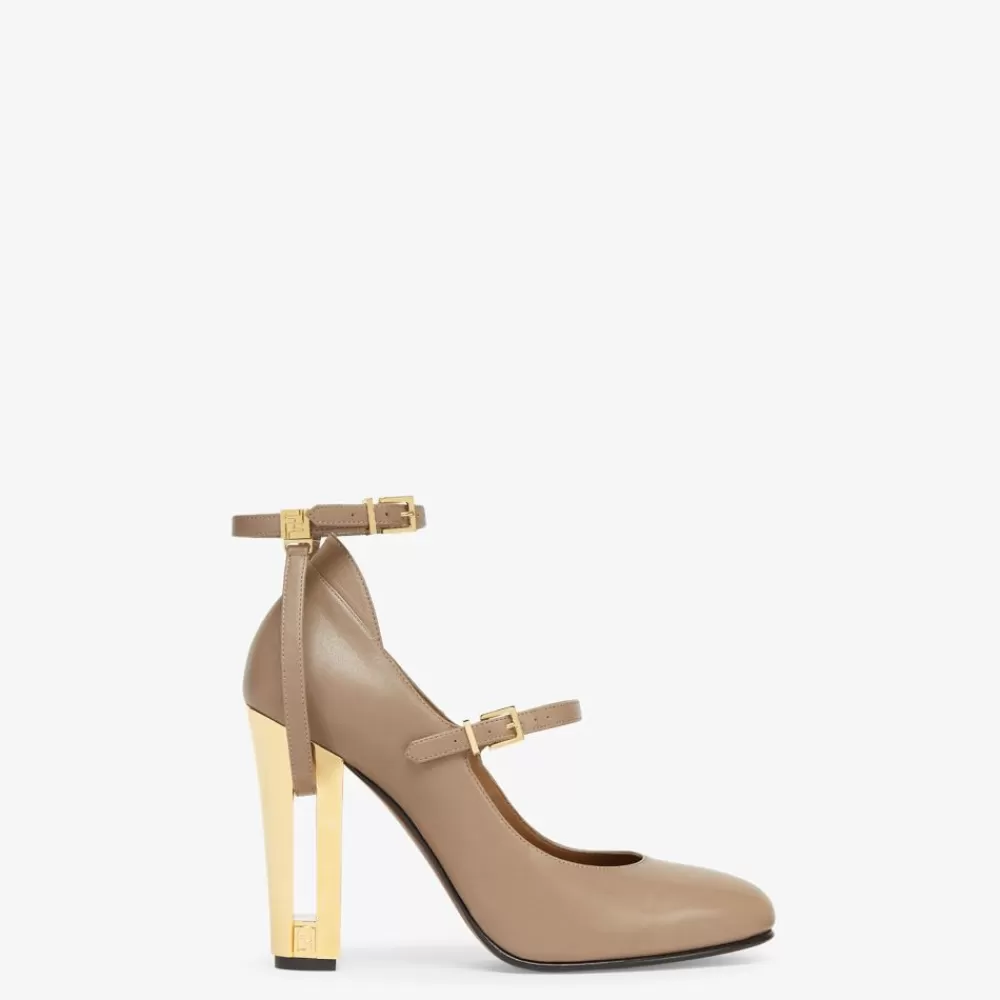 Decollete>Fendi Pump Con Tacco Alto In Pelle Tortora