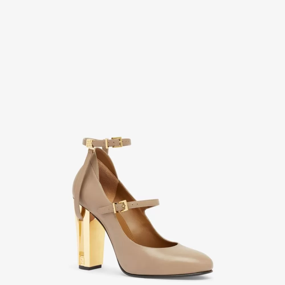 Decollete>Fendi Pump Con Tacco Alto In Pelle Tortora