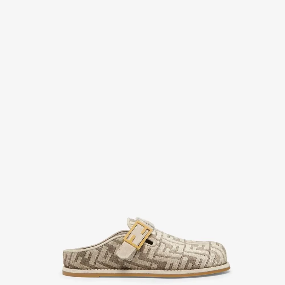 Slides E Sandali>Fendi Sabot In Ciniglia Color Tortora