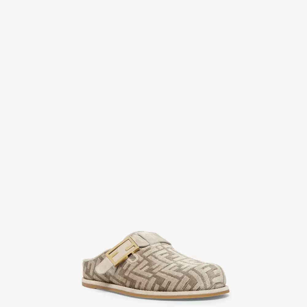 Slides E Sandali>Fendi Sabot In Ciniglia Color Tortora