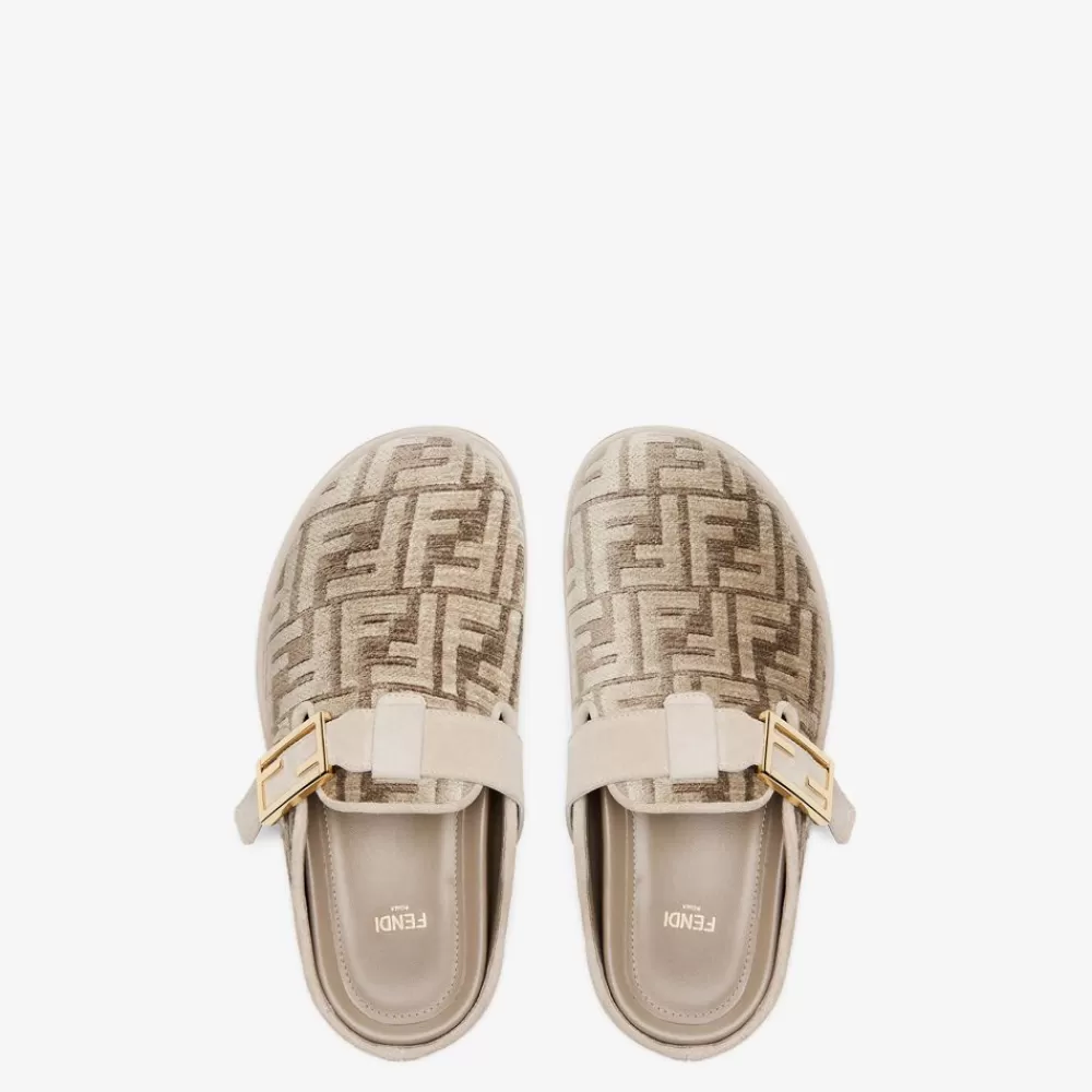 Slides E Sandali>Fendi Sabot In Ciniglia Color Tortora