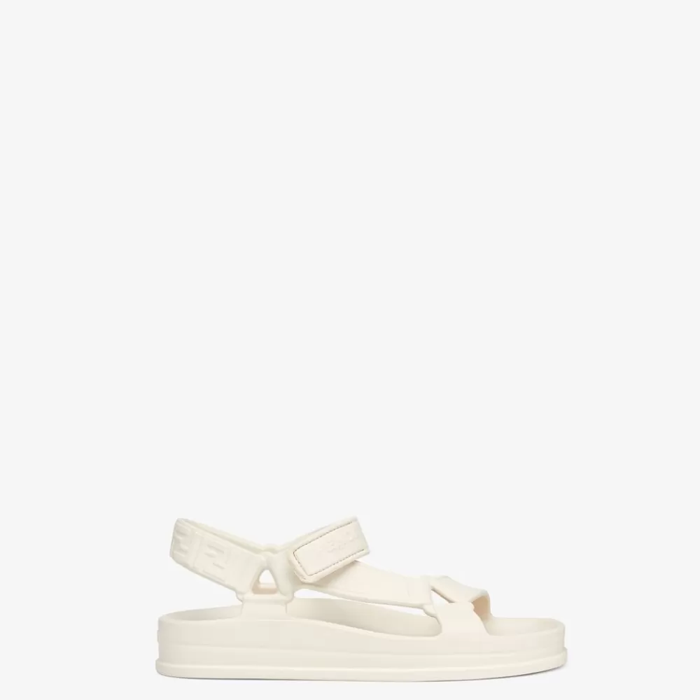 Slides E Sandali>Fendi Sandalo In Gomma Bianca