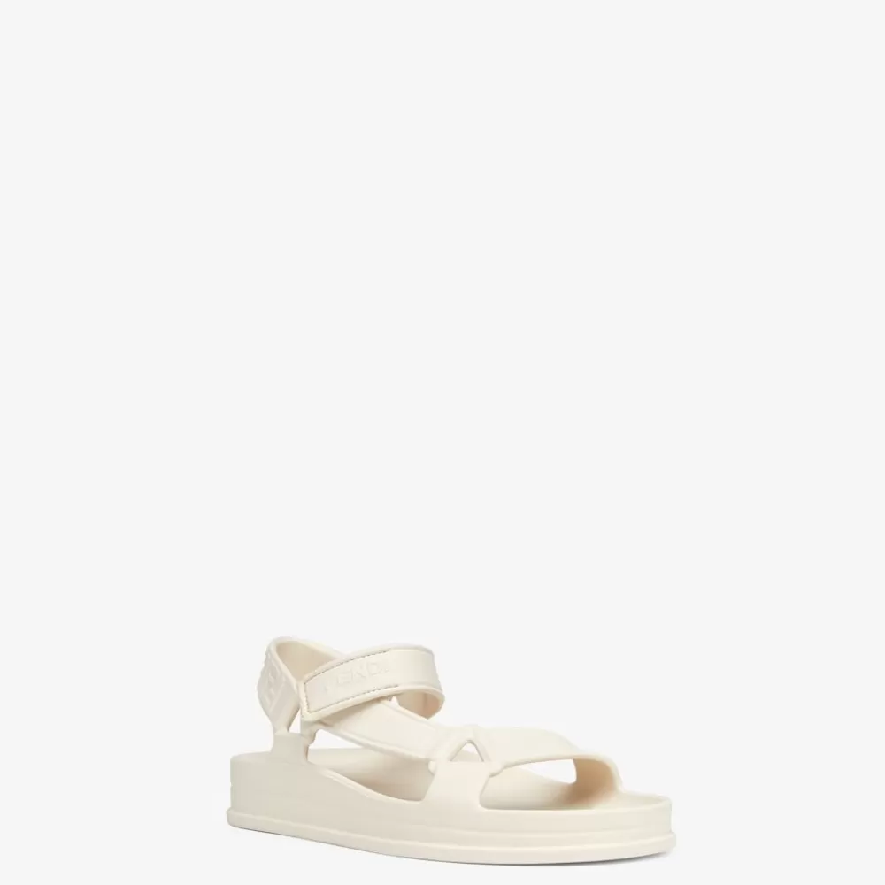 Slides E Sandali>Fendi Sandalo In Gomma Bianca