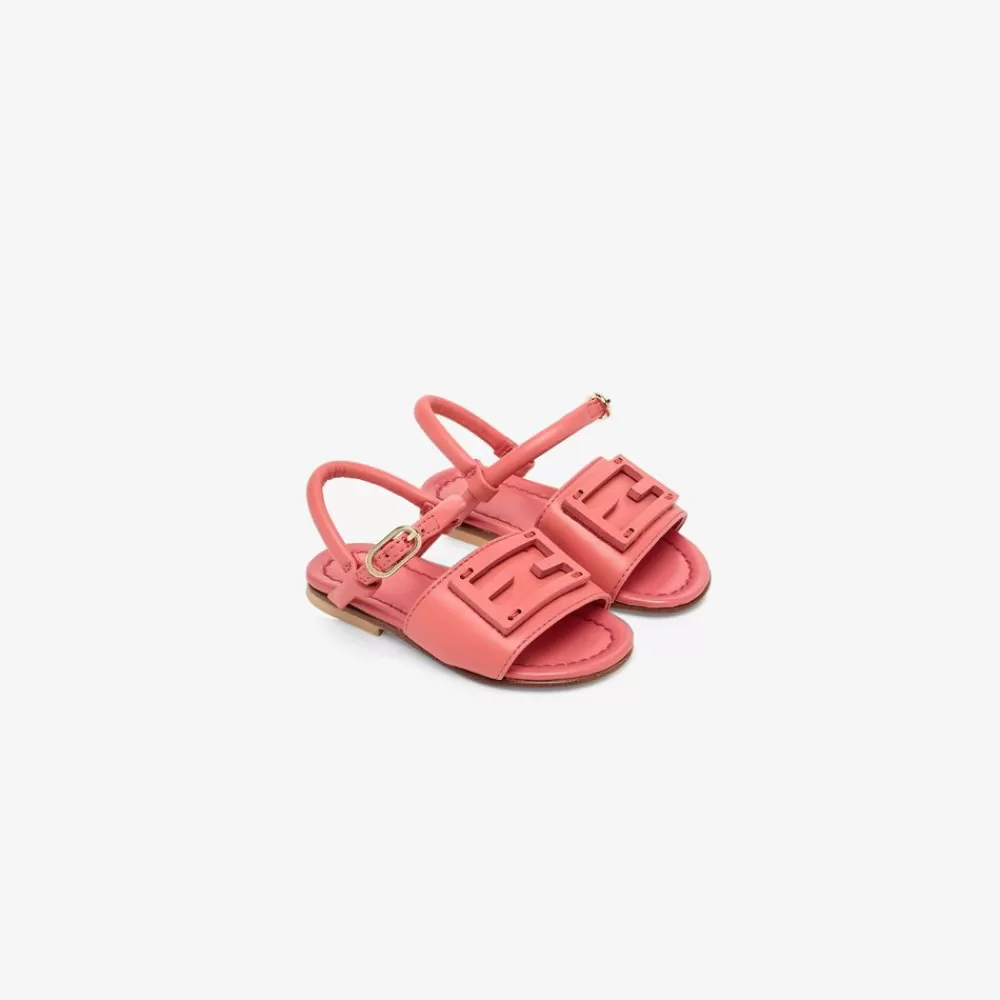 Scarpe>Fendi Sandalo In Nappa Corallo Per Primi Passi Con Logo
