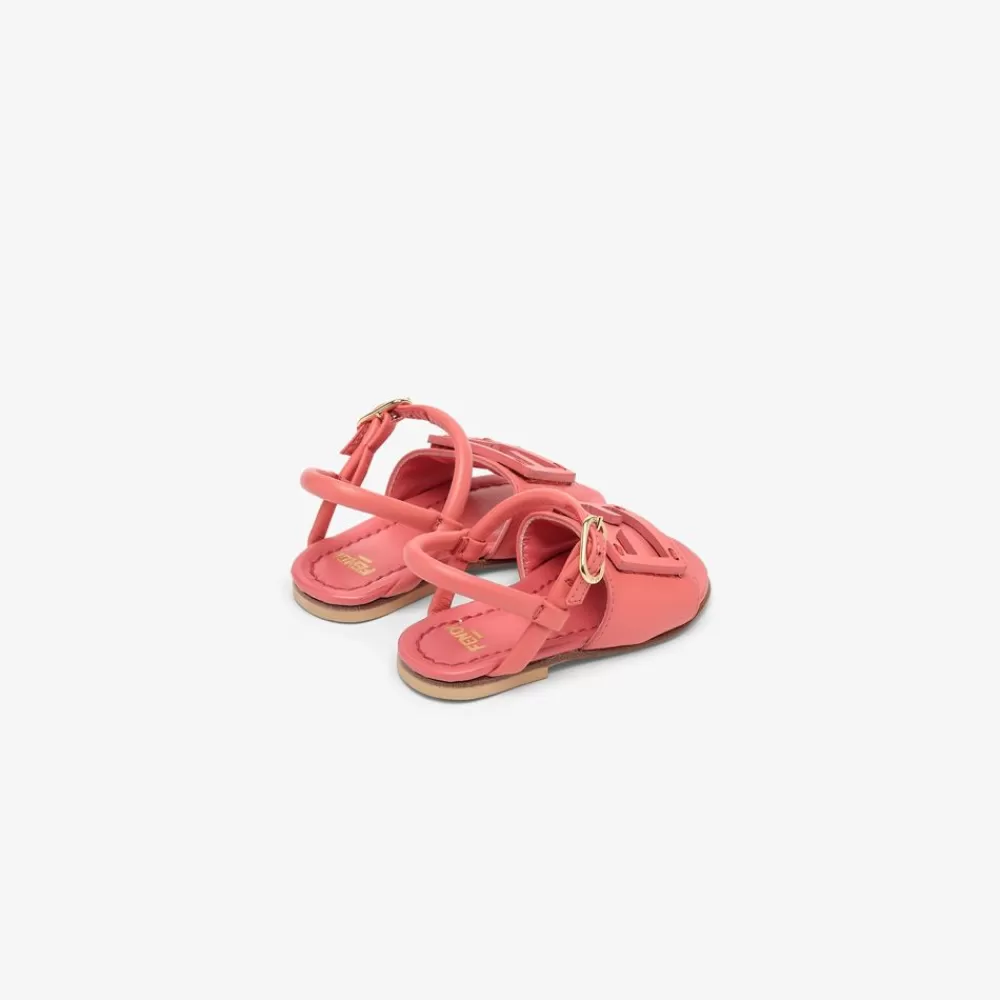 Scarpe>Fendi Sandalo In Nappa Corallo Per Primi Passi Con Logo