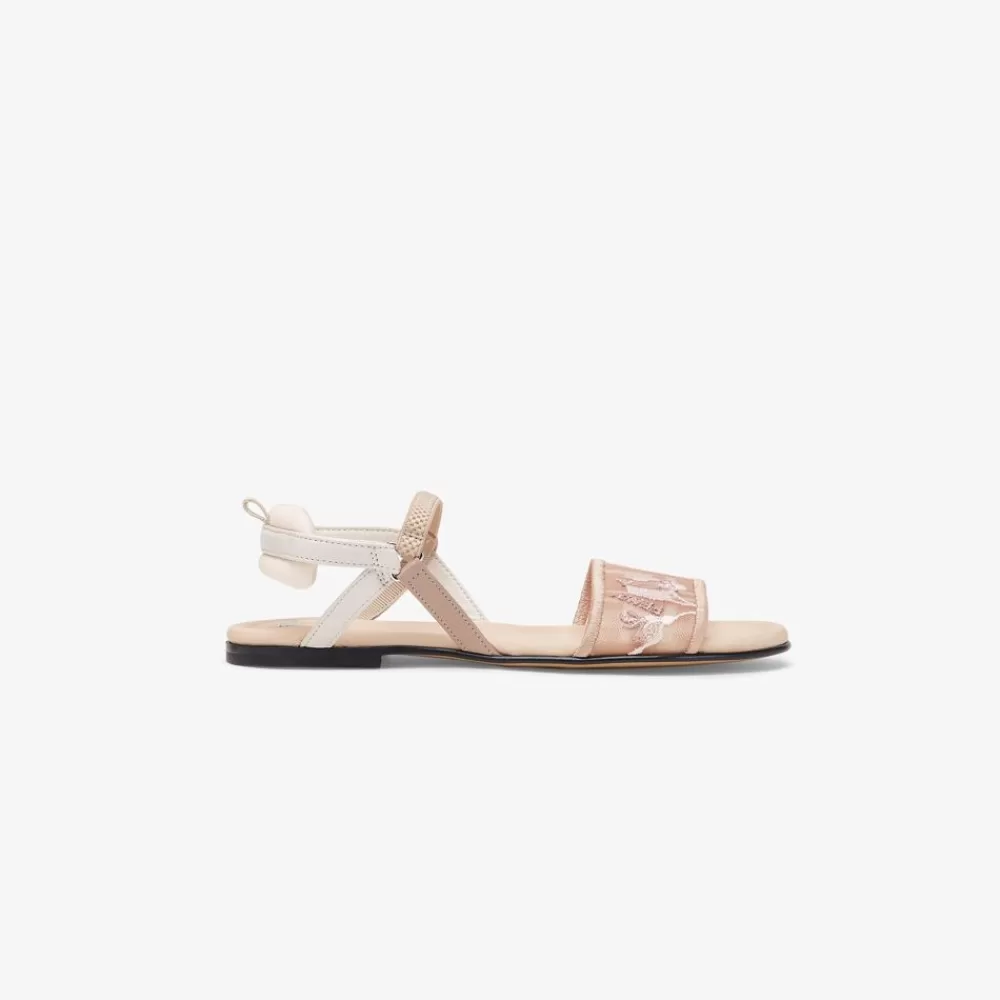 Scarpe>Fendi Sandalo In Rete E Cuoio Con Ricami