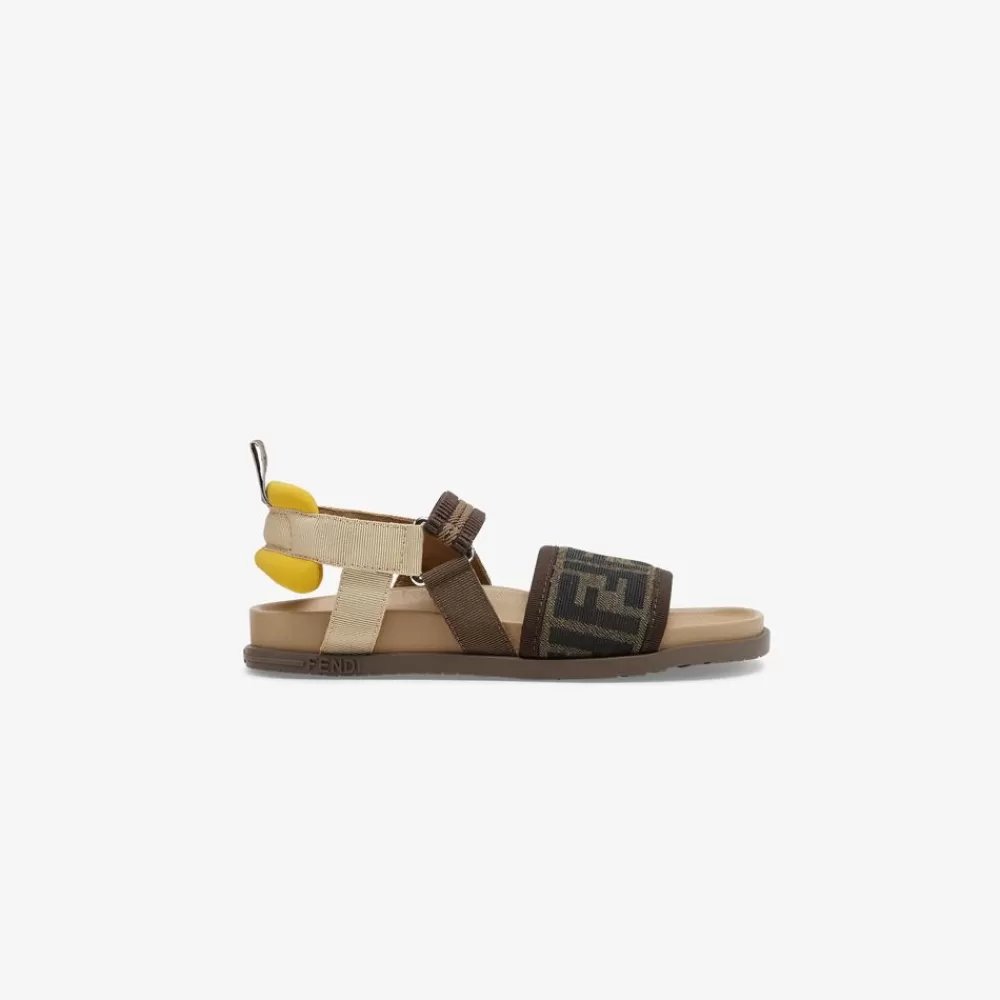 Scarpe>Fendi Sandalo In Tessuto Ff Tabacco