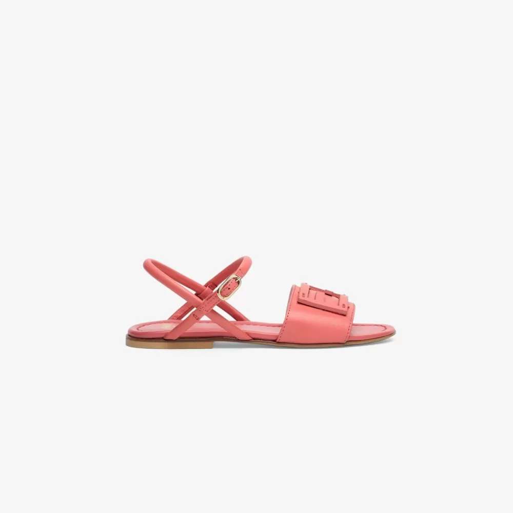 Scarpe>Fendi Sandalo Junior In Nappa Corallo Passi Con Logo