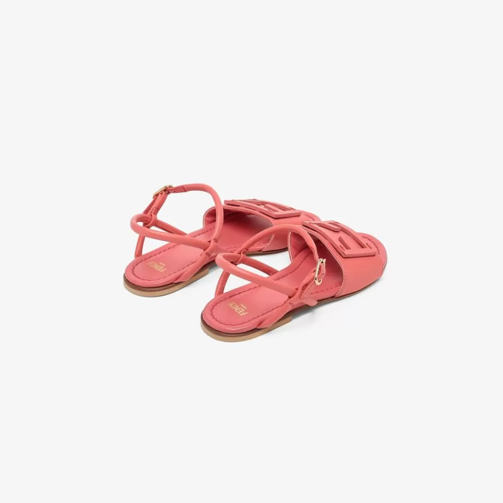 Scarpe>Fendi Sandalo Junior In Nappa Corallo Passi Con Logo