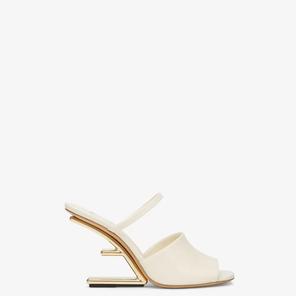 Slides E Sandali>Fendi Sandalo Tacco Alto In Pelle Bianca