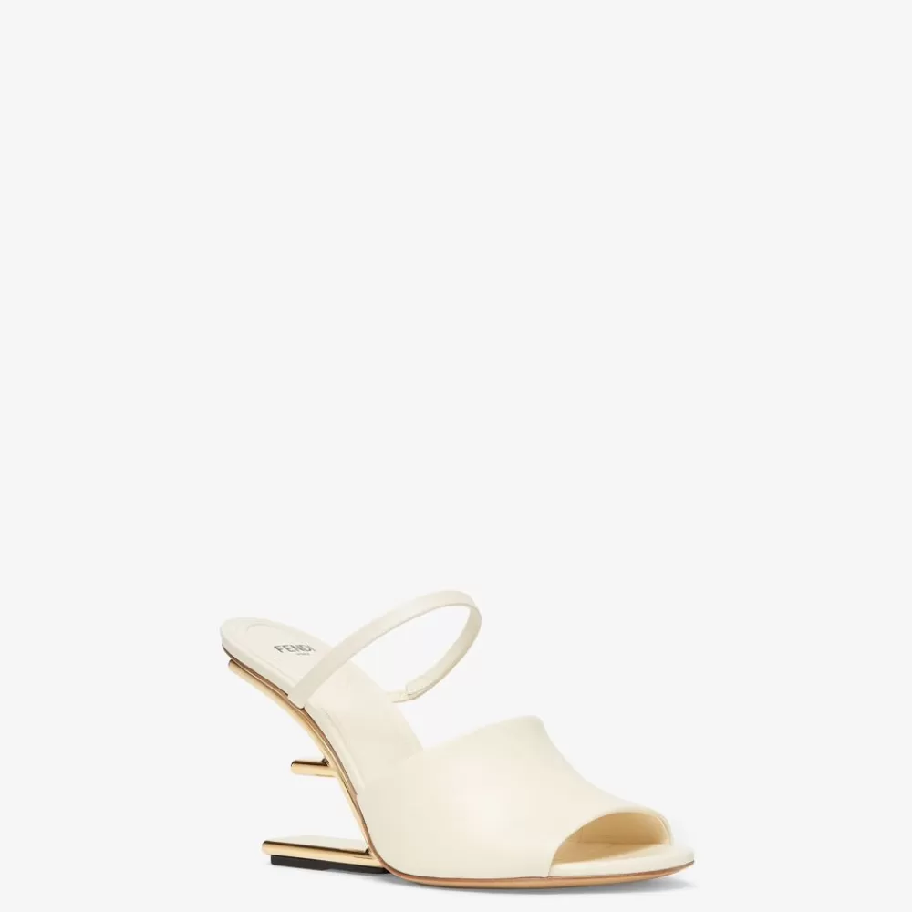 Slides E Sandali>Fendi Sandalo Tacco Alto In Pelle Bianca