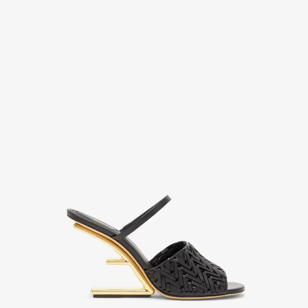 Slides E Sandali>Fendi Sandalo Tacco Alto In Pelle Nera