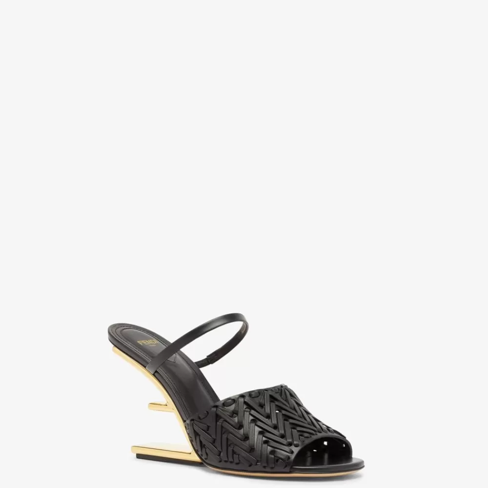 Slides E Sandali>Fendi Sandalo Tacco Alto In Pelle Nera