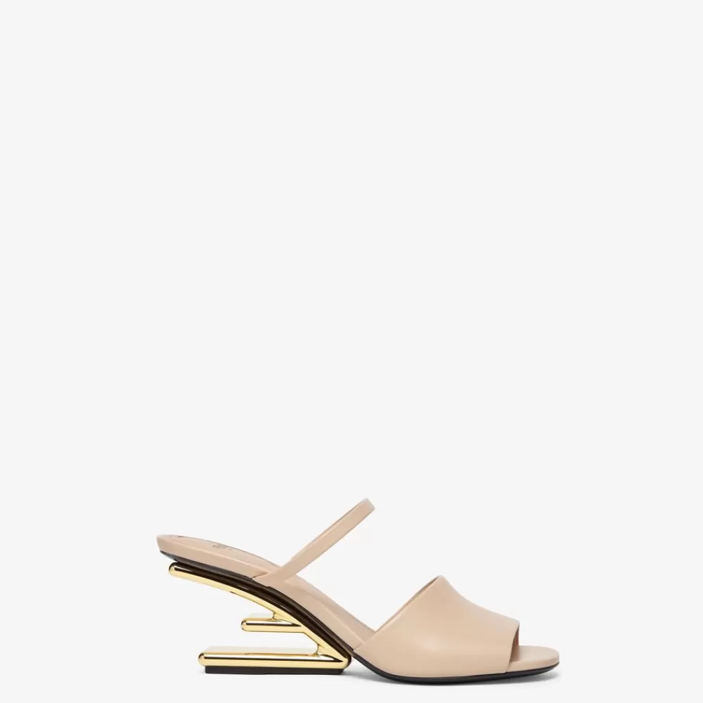 Slides E Sandali>Fendi Sandalo Tacco Medio In Belle Beige