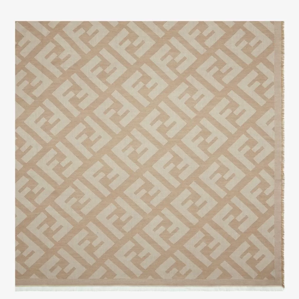 Sciarpe E Poncho>Fendi Scialle In Lana E Cashmere Beige