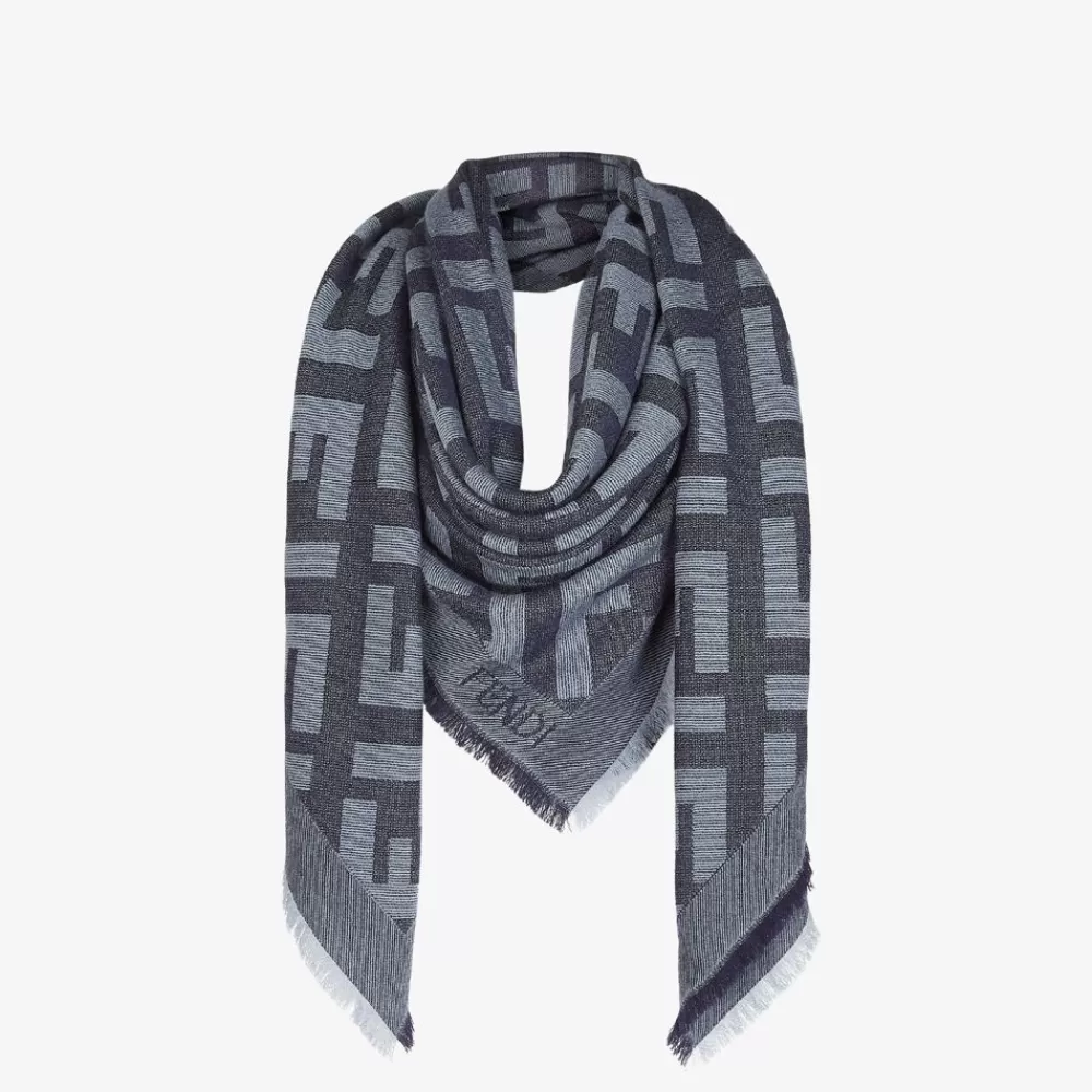 Sciarpe E Poncho>Fendi Scialle In Lana E Cashmere Blu