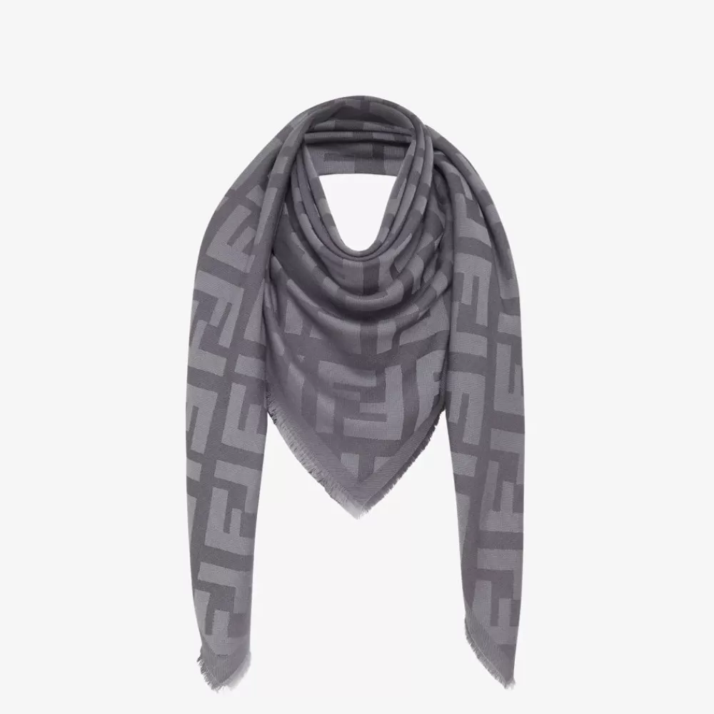Sciarpe E Poncho>Fendi Scialle In Lana E Cashmere Grigio