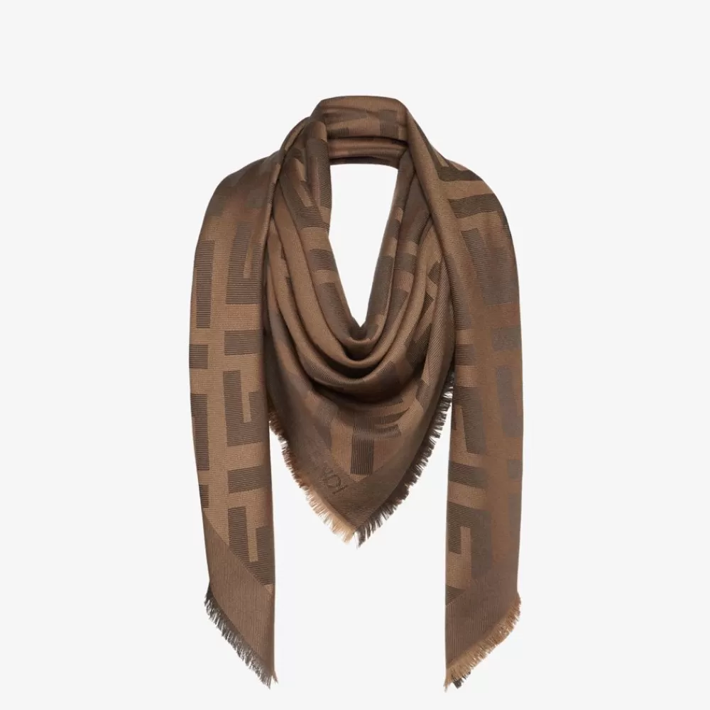Sciarpe E Poncho>Fendi Scialle In Lana E Cashmere Marrone