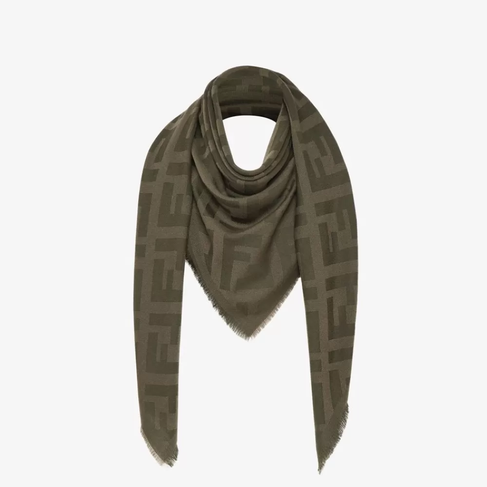 Sciarpe E Poncho>Fendi Scialle In Lana E Cashmere Verde