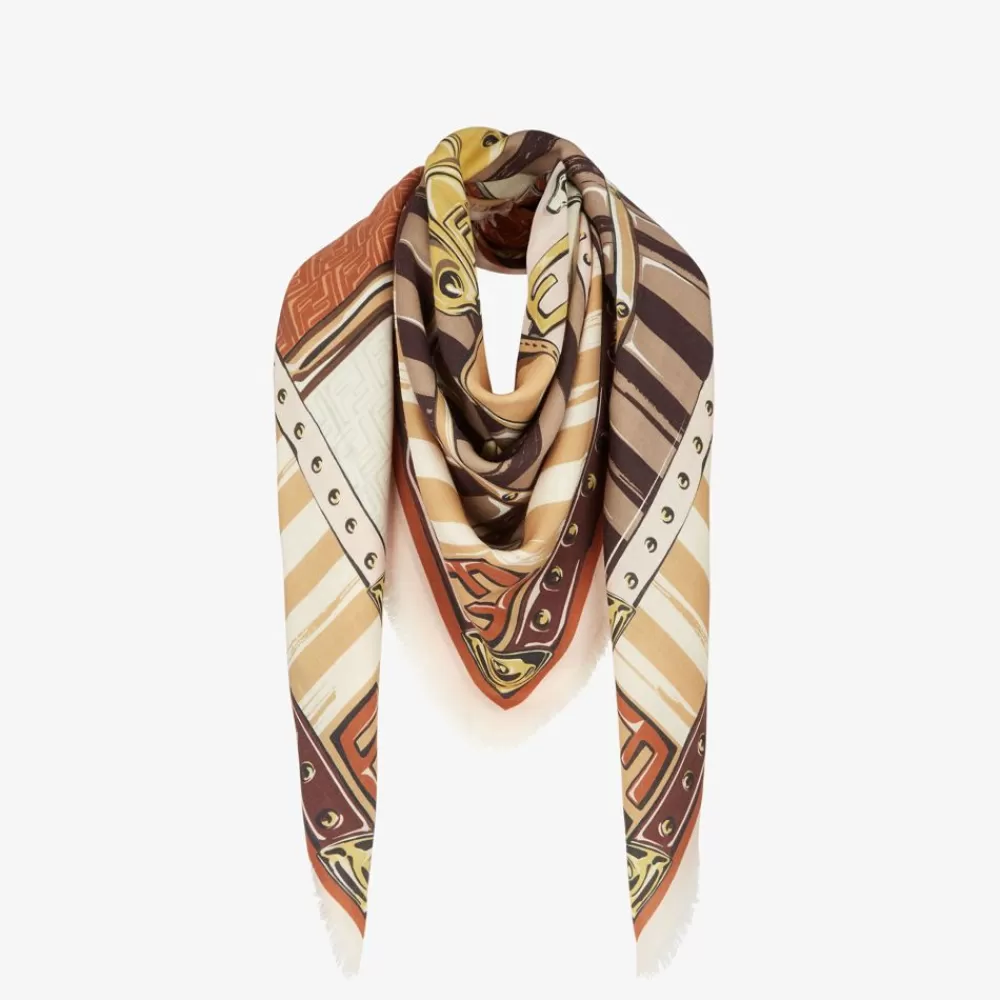 Sciarpe E Poncho>Fendi Scialle In Lana E Seta Beige