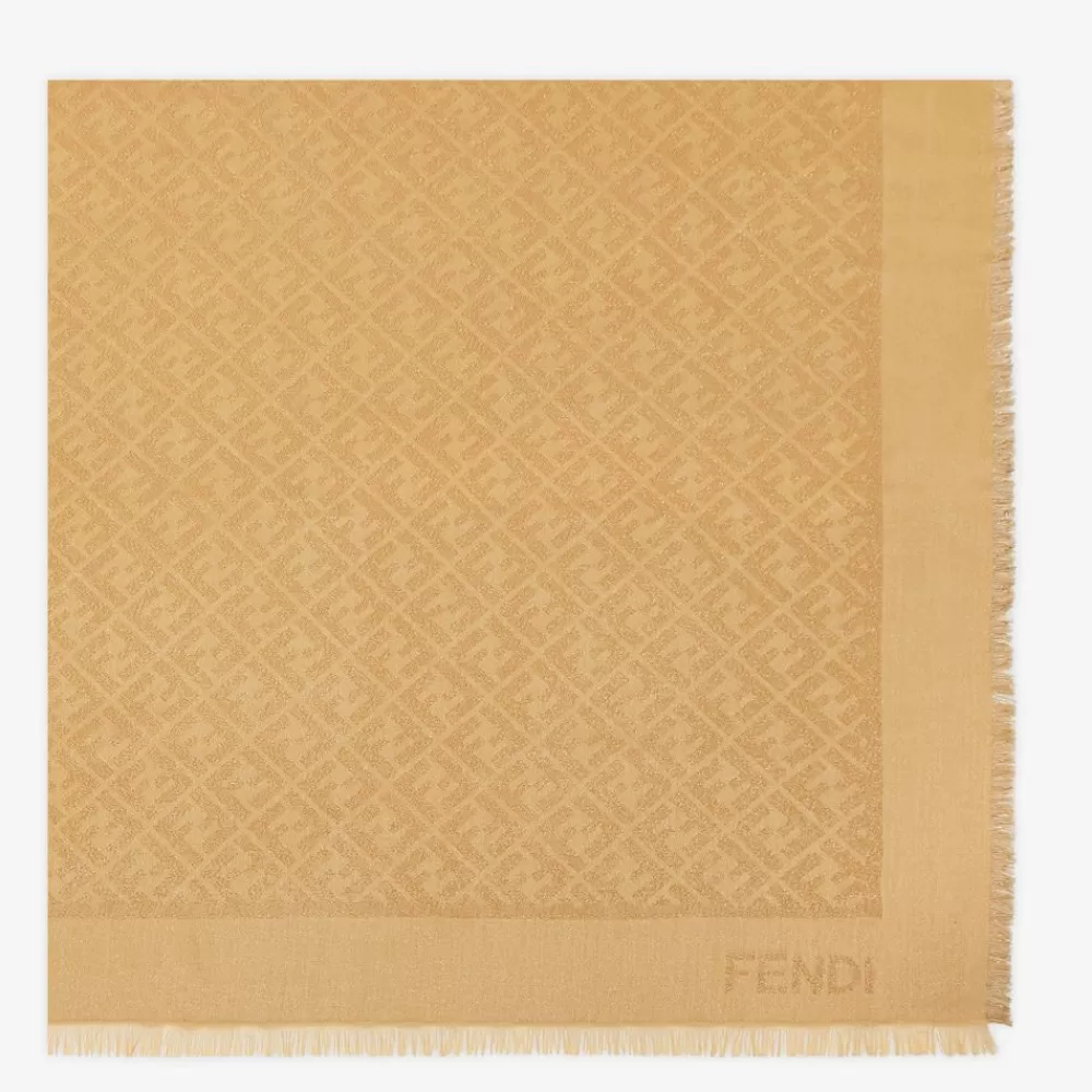 Sciarpe E Poncho>Fendi Scialle In Lurex Beige