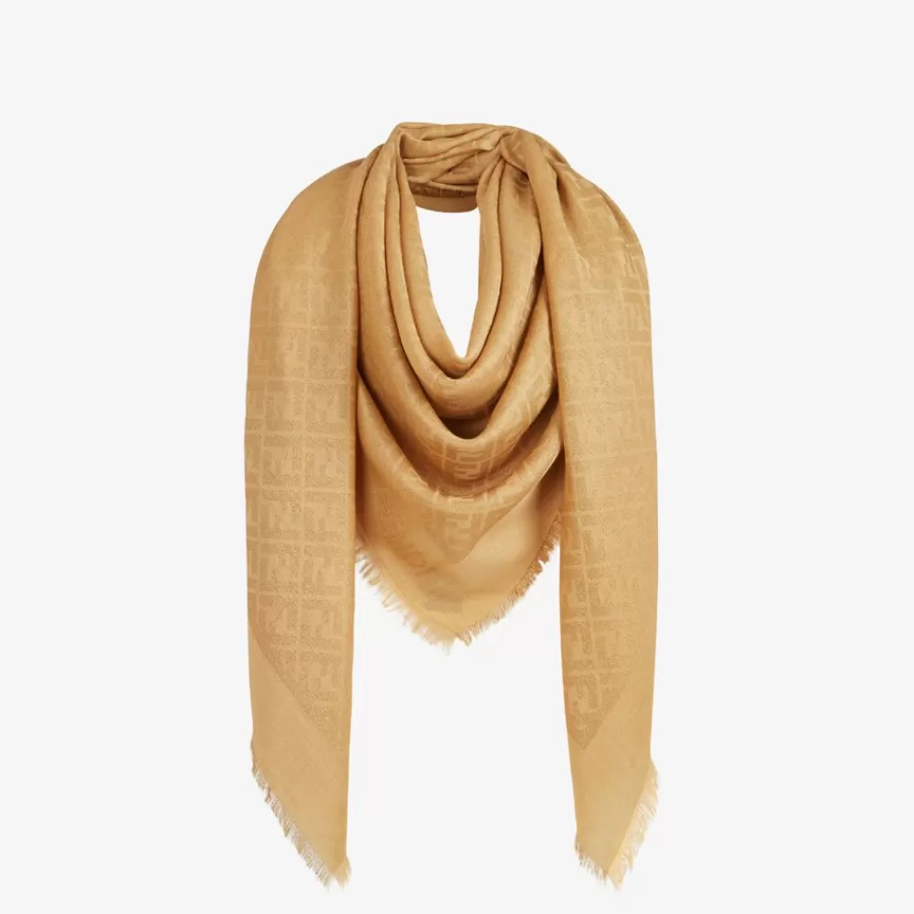 Sciarpe E Poncho>Fendi Scialle In Lurex Beige