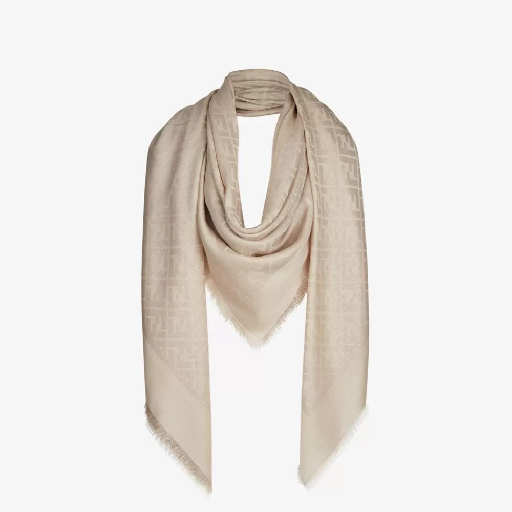 Sciarpe E Poncho>Fendi Scialle In Lurex Crema