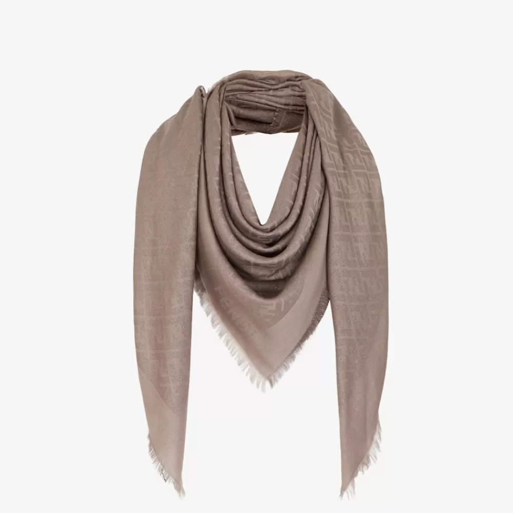 Sciarpe E Poncho>Fendi Scialle In Lurex Tortora