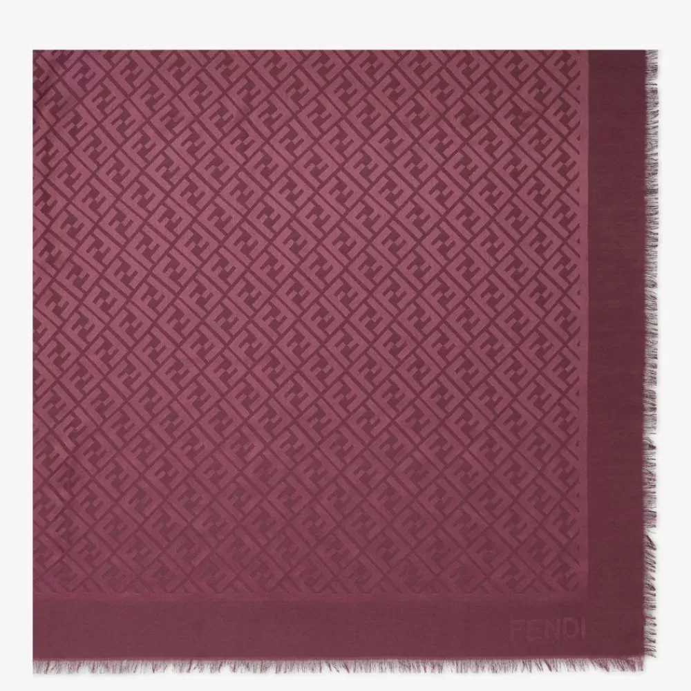Sciarpe E Poncho>Fendi Scialle In Seta E Lana Bordeaux