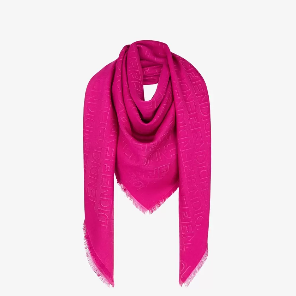 Sciarpe E Poncho>Fendi Scialle In Seta E Lana Ciclamino