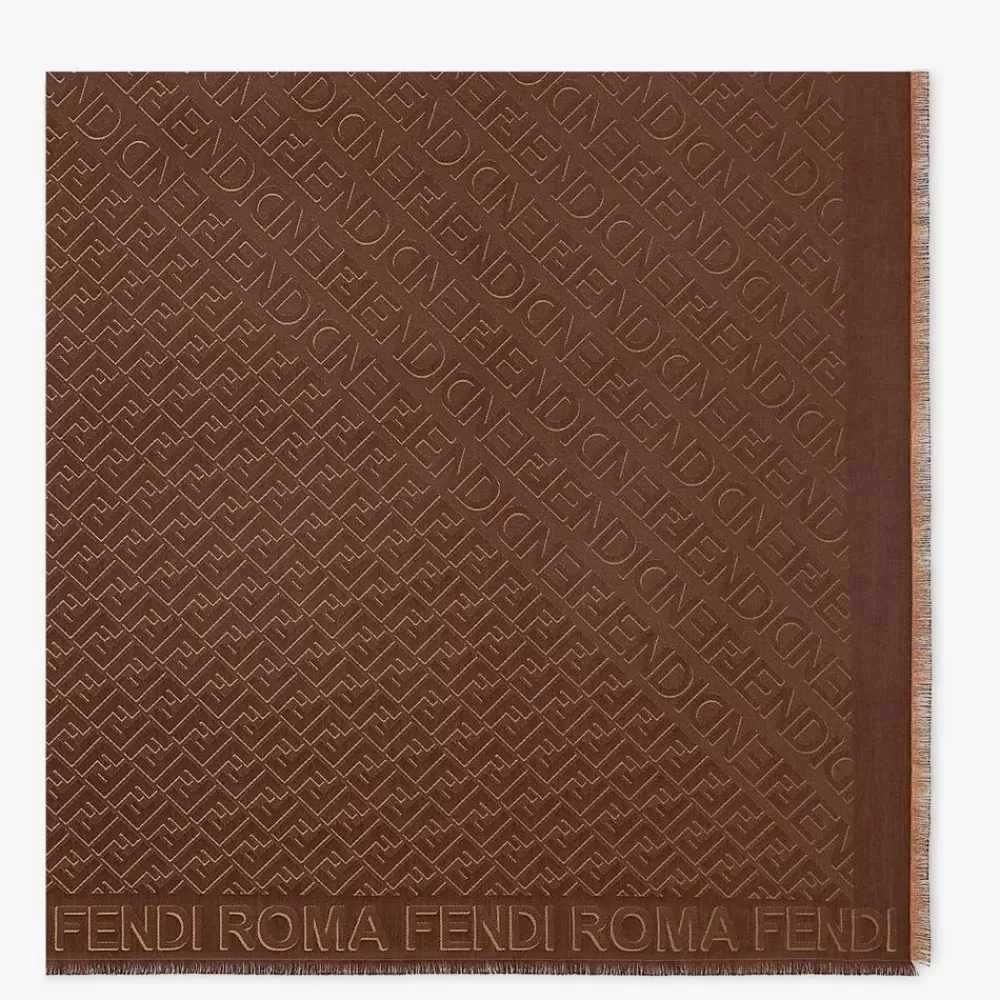 Sciarpe E Poncho>Fendi Scialle In Seta E Lana Marrone