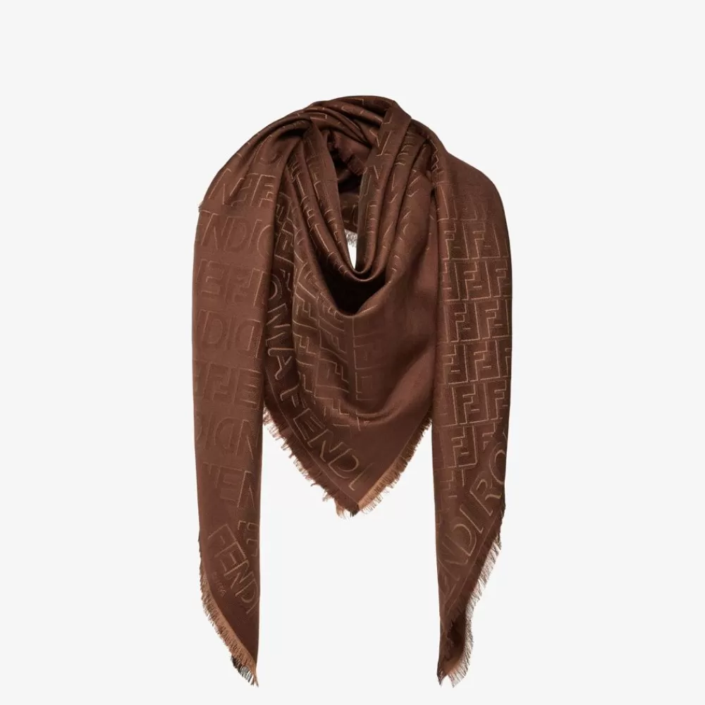 Sciarpe E Poncho>Fendi Scialle In Seta E Lana Marrone