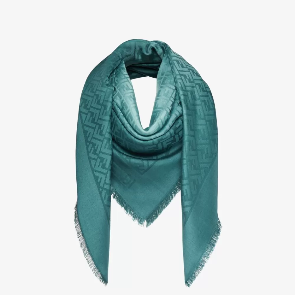 Sciarpe E Poncho>Fendi Scialle In Seta E Lana Verde